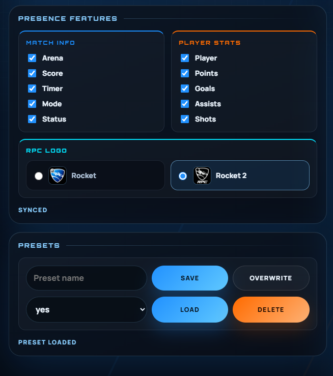 Options to choose which presence fields are shown